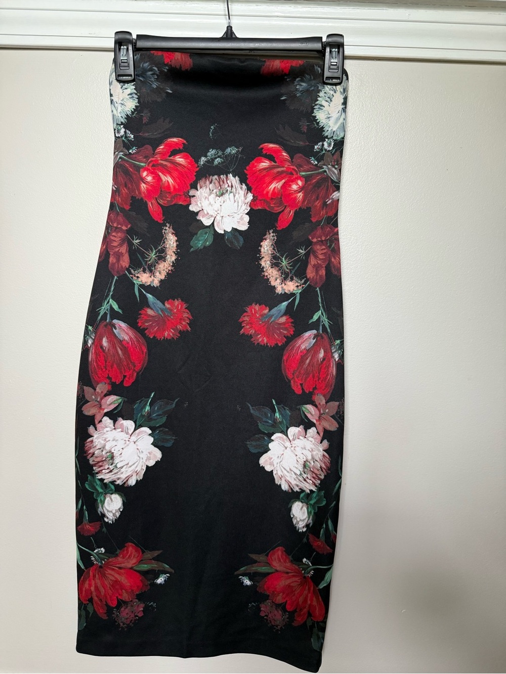Express strapless floral bodycon midi dress 4